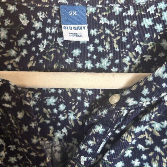 Old Navy Top Womens 2X Multicolor Floral Print Corduroy Popover Blouse - Picture 6 of 8